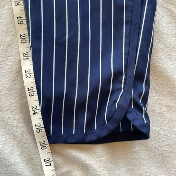 J Crew Tulip Ankle Navy White Stripe Contrast Seam Cropped Pants Elastic Waist - Picture 8 of 13